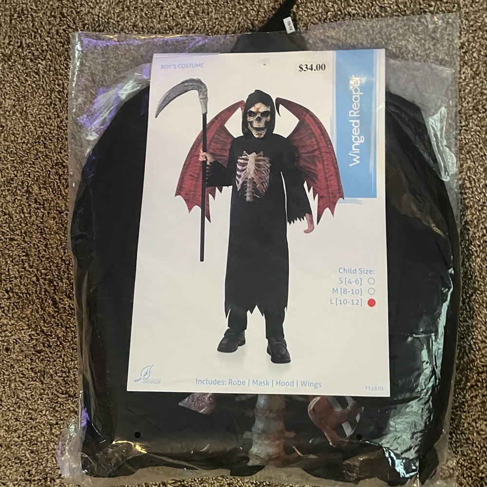 Kids Grim Winged Reaper Costume - Picture 2 of 3